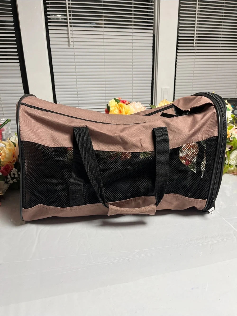 Petmate Soft Sided Pet Carrier Brown Black Airline Travel Dog Cat Shoulder Bag